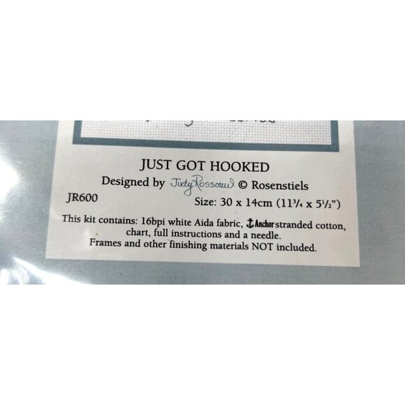 Anchor Counted Cross Stitch Kit "Just Got Hooked" 11" x 5.5" Aida Fabric Flaming - Picture 4 of 6